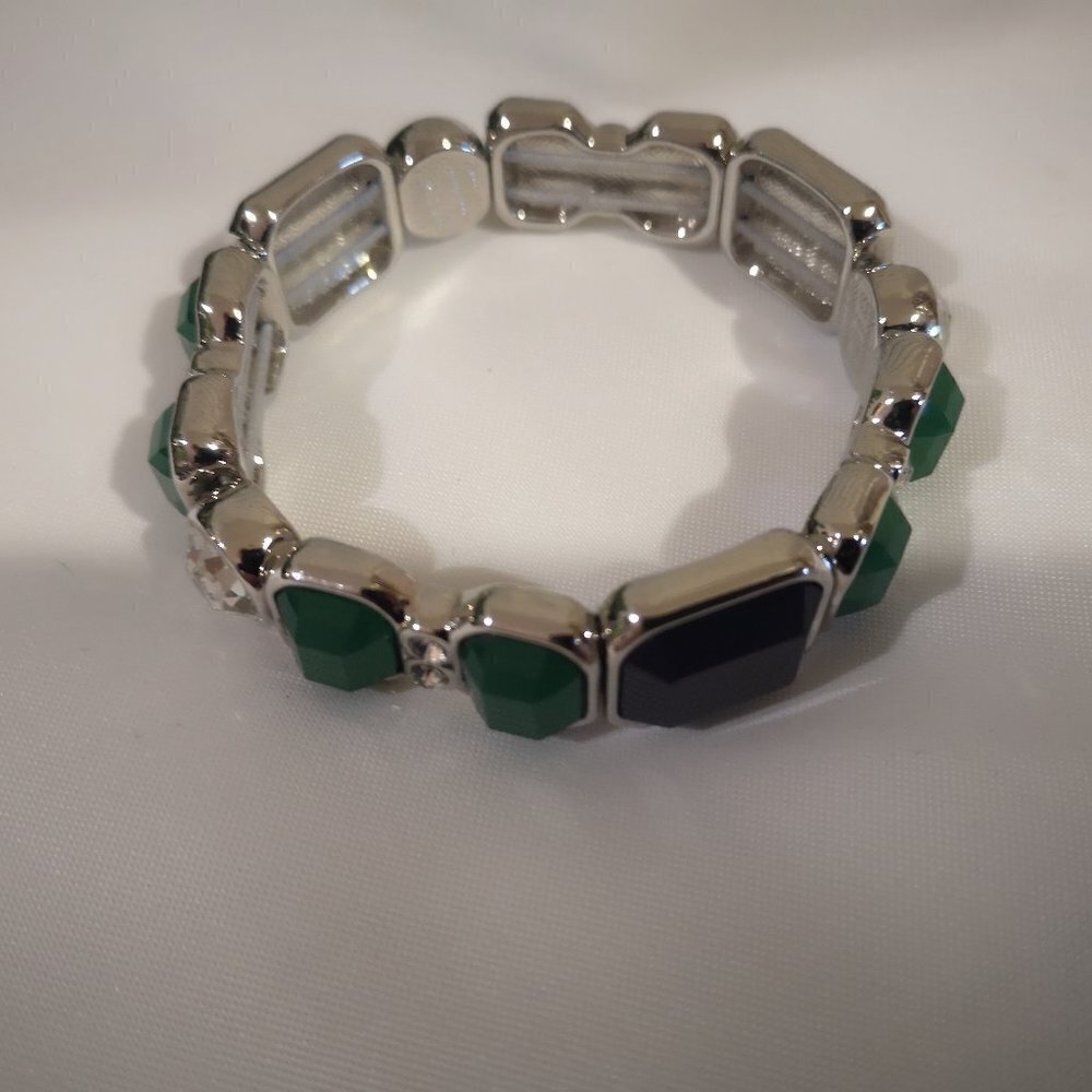 Lia Sophia Ladies Green / Blue / Clear Faux Rhinestones Extensible Bracelet